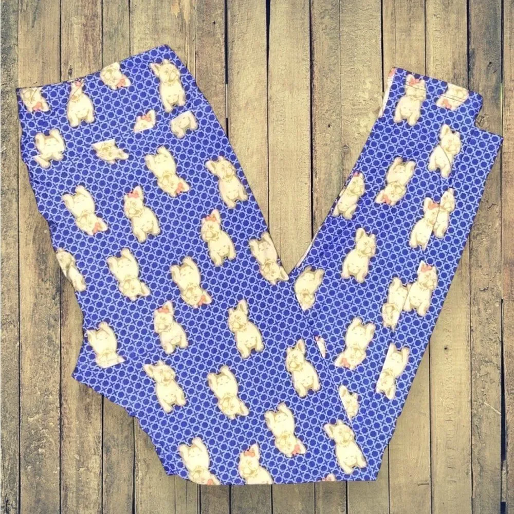 Lularoe tall&curvy Leggings • Frenchies With Bows • Unicorn Collection • NWOT
